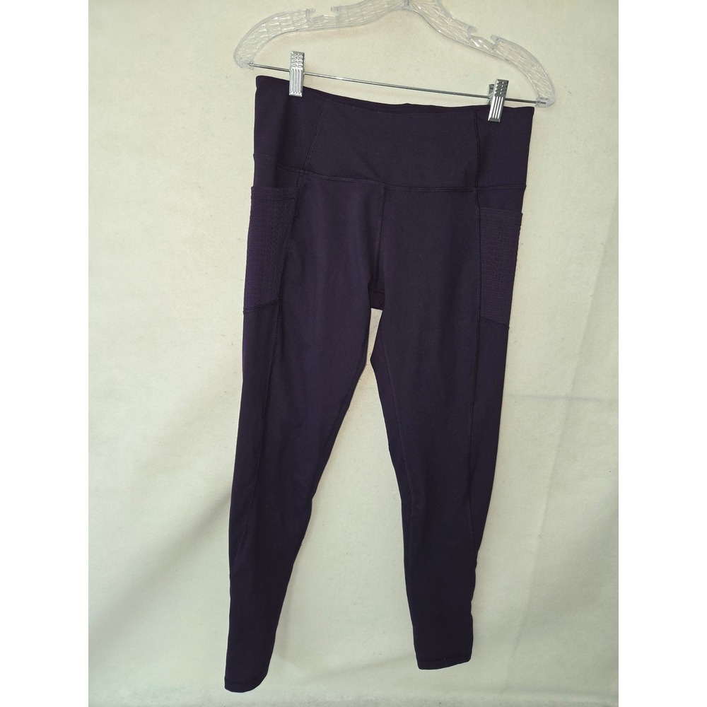 Z by Zobha Womens Purple High Waisted Mesh Pocket Ankle Zip Leggings Size M
